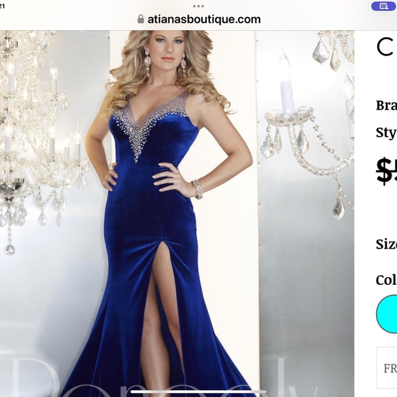 Panoply  Couture pageant gown.  aqua blue with side slit train, Ab crystals - Picture 2 of 9